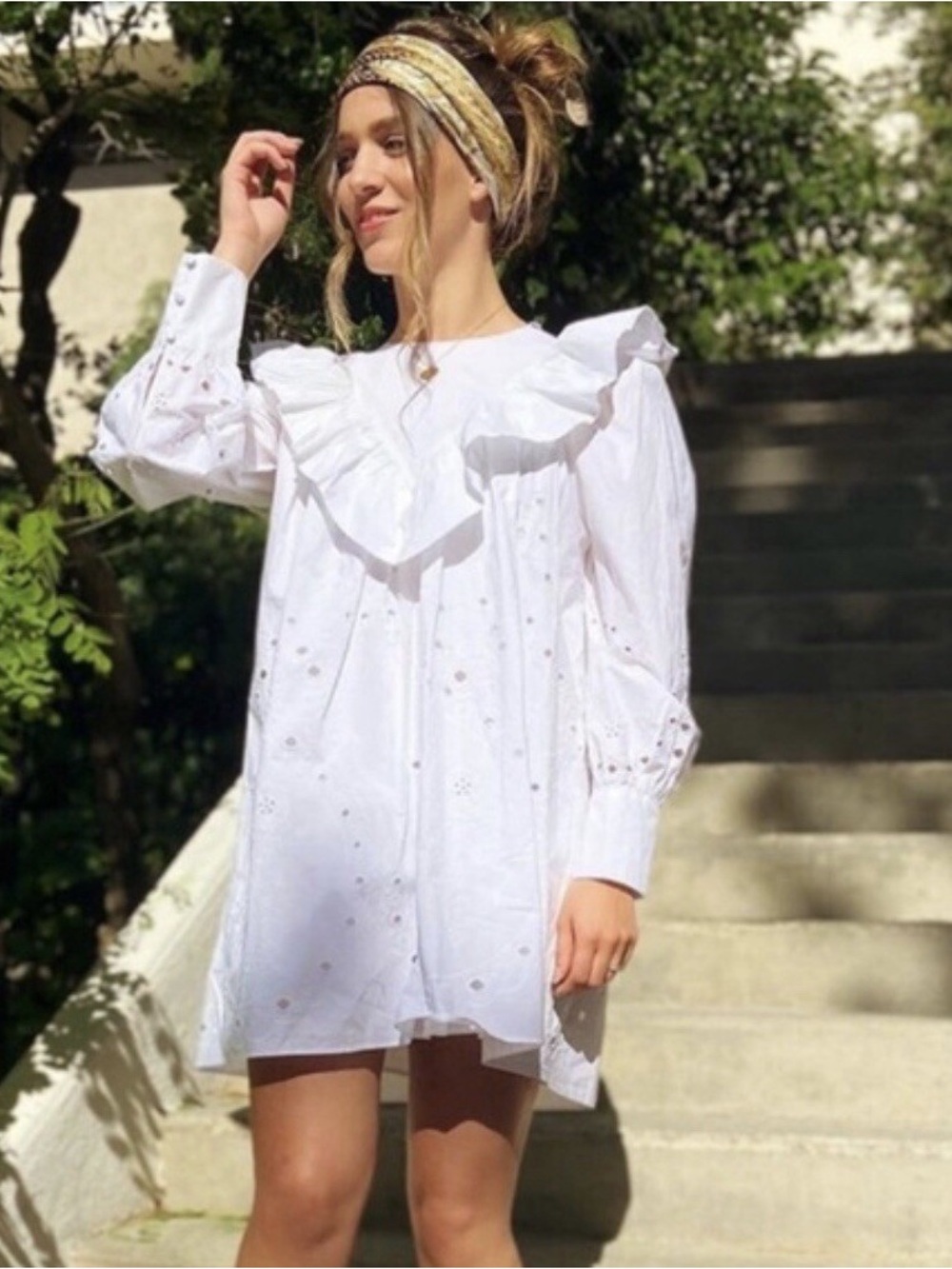 Zara eyelet ruffle dress